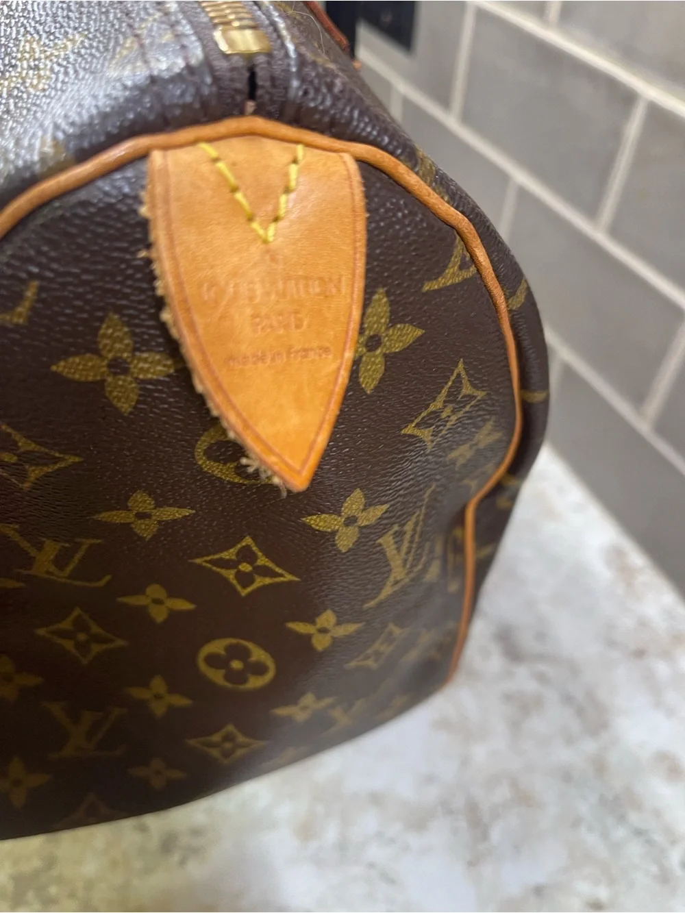 Louis Vuitton Speedy 35 Monogram Canvas Duffel with Vachetta Leather Handles